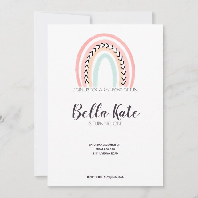 Modern Rainbow Barns födelsedag Party Inbjudningar (Framsida)