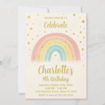 Modern Rainbow Birthday-inbjudan