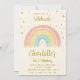 Modern Rainbow Birthday-inbjudan Inbjudningar