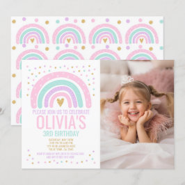 Modern Rainbow Birthday Inbjudningar