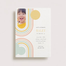 Modern Rainbow Birthday Photo Inbjudningar