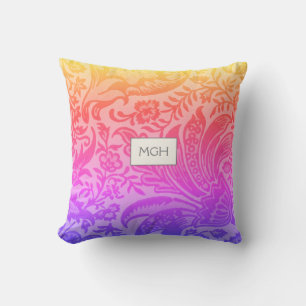 Modern Rainbow Botanical Monogram Kudde