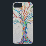 Modern Rainbow Färgad Träd<br><div class="desc">Dekorera och skydda din iPhone med det här attraktiva och öga som fångar fodral. Den har en utskrift av en av mina unika mosaiker. Jag gjorde det med hjälp av delar av glas med färgad i grått. Original Mosaic © Michele Davies</div>