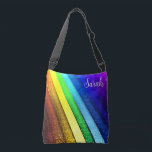 Modern Rainbow & Glam Pride Monogram Axelväska<br><div class="desc">Den här roligten kommer öga-snappande korkroppssäck att bli dina vänners prat. Den är designad med en vacker,  regnbåge 3D med en aning faux metallisk gnistra. Lägg till ett namn för att anpassa det. Gör en underbar gåva! Skapat av Farmhouse Press.</div>