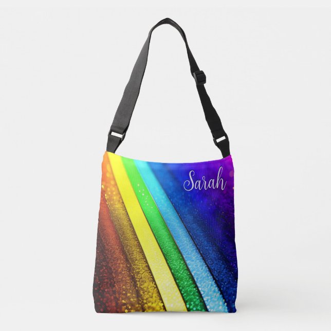 Modern Rainbow & Glam Pride Monogram Axelväska (Framsida)