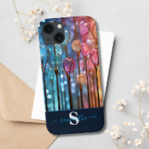Modern Rainbow Glitter Gemstones Monogrammed
