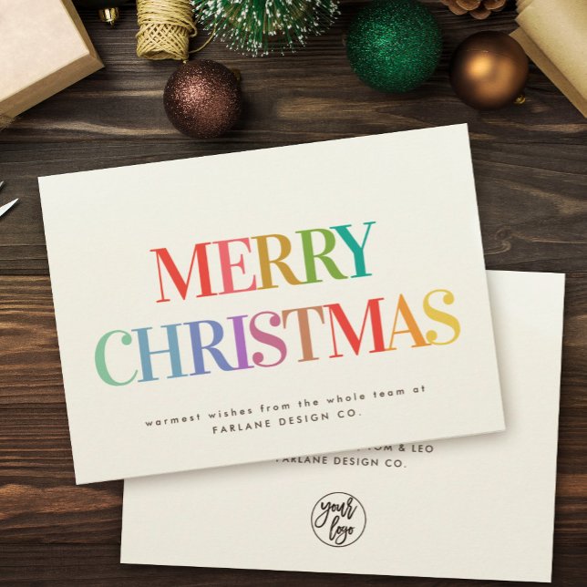 Modern Rainbow God jul Small Business Julkort (Skapare uppladdad)