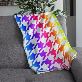 Modern Rainbow Gradient Houndstooth Mönster Fleecefilt