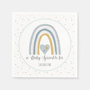 Modern Rainbow Guld Dusty Blue Boy Baby Sprinkle Pappersservett