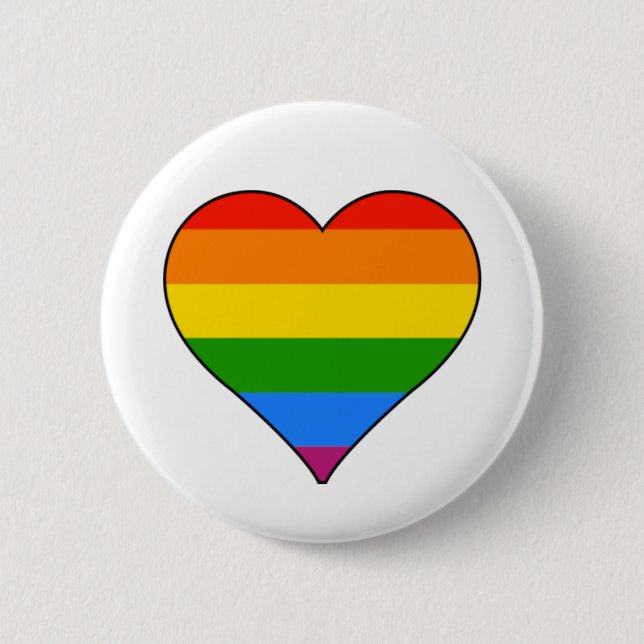 Modern Rainbow Heart HGBTQ-Pridets Anpassningsbar  Knapp (Framsida)