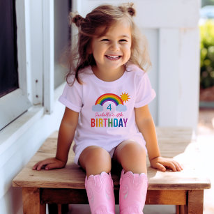 Modern Rainbow Himlar Girls Anpassningsbar Födelse T Shirt