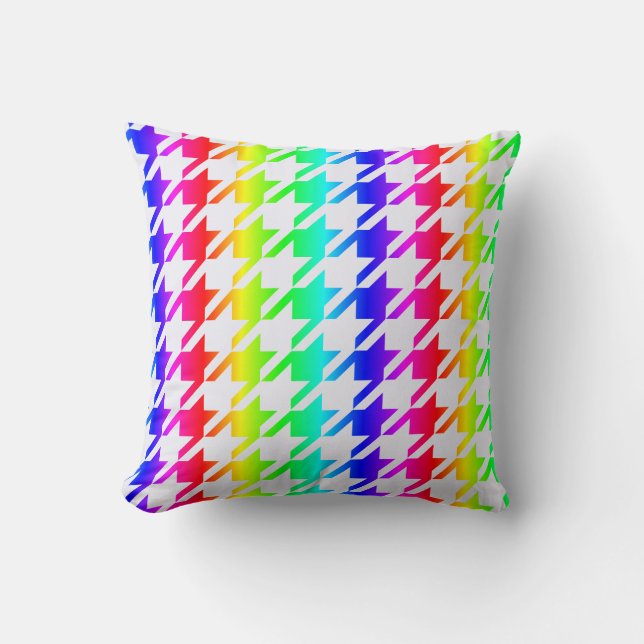 Modern Rainbow Houndstooth Mönster Kudde (Framsida)
