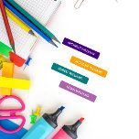 MODERN RAINBOW INDIGO ORANGE MAUVE TEAL KIDS NAMN KLISTERMÄRKE<br><div class="desc">Denna palett har en unik inställning till det traditionella regnbågslandet färg och erbjuder en intressant och oväntad kombination. Dessa färg är vibrerande och kan tillföra öga en ljusstyrka och tilltala etiketter för mat och dryckesprodukter. Futura är en klassisk sans-serif som är mycket omtyckt för sin innovativa utformning och lättläslighet. Det...</div>