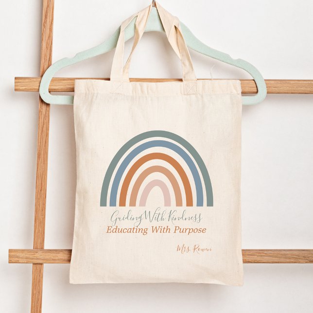 Modern Rainbow Inspirational Teacher-uppskattning Tygkasse (Modern Rainbow Inspirational Teacher Appreciation Tote Bag)