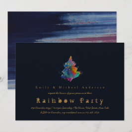 Modern Rainbow Julgran Trendig Navy Blue Inbjudningar