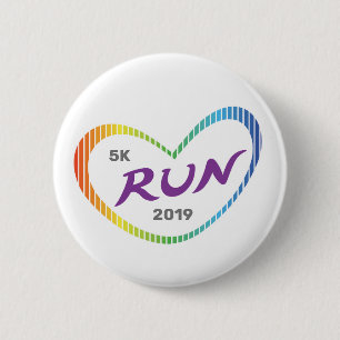 Modern Rainbow Kärlek Heart 5K Springa Knapp