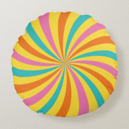 Modern Rainbow Lollipop Swirl Rund Kudde