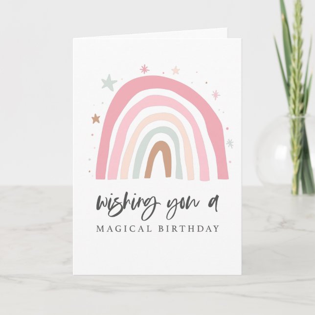 Modern Rainbow Magic Birthday Card Kort (Framsida)