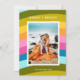 Modern Rainbow Merry och Bright Julkort