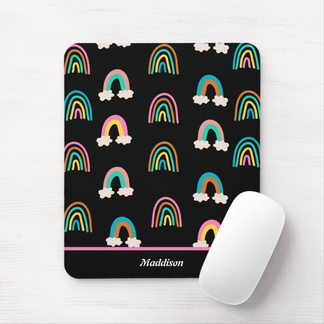 Modern Rainbow Mönster Anpassade Namn Musmatta (Med mus)