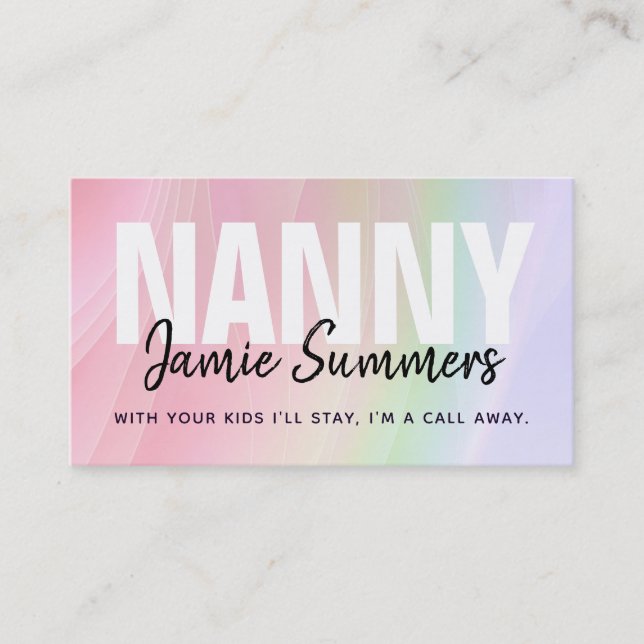 Modern Rainbow Nanny Affärskorts Visitkort (Framsida)