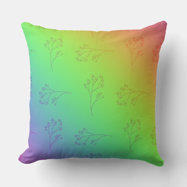 Modern Rainbow Ombre-Blommigt Kudde (Framsida)