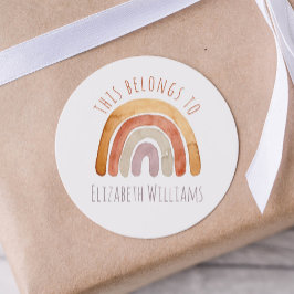 Modern Rainbow Personlig Namn School Runt Klistermärke