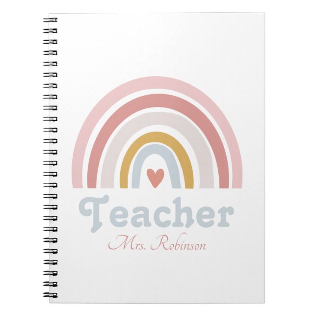 Modern Rainbow Personlig Teacher Anteckningsbok (Framsidan)