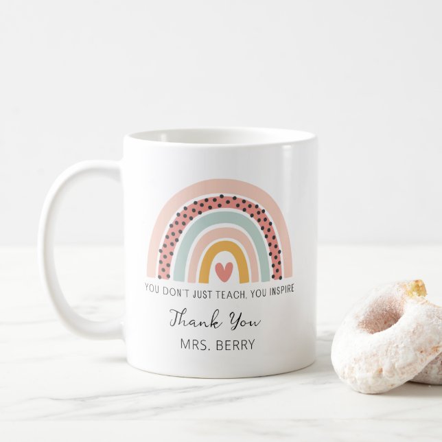 Modern Rainbow Teacher Tack Kaffemugg (Med munk)