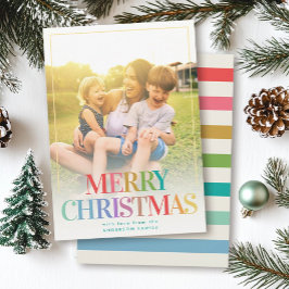 Modern Rainbow Typography Simple Photo Helgdag Julkort