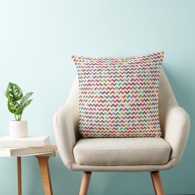 Modern Rainbow Zig Zag Mönster Cushion Kudde (Stol)