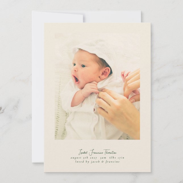 Modern ram 5-kollage fotoskript baby meddelande (Framsida)