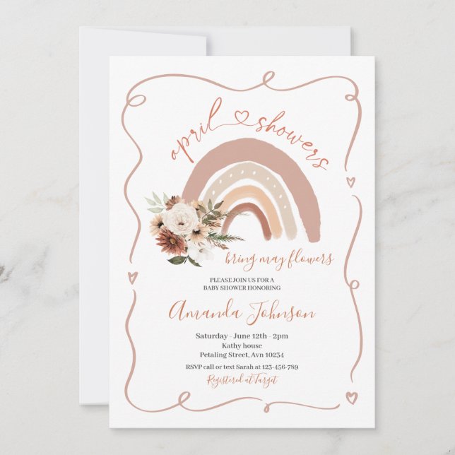 Modern Ram April Showers för maj-blommor Inbjudningar (Framsida)