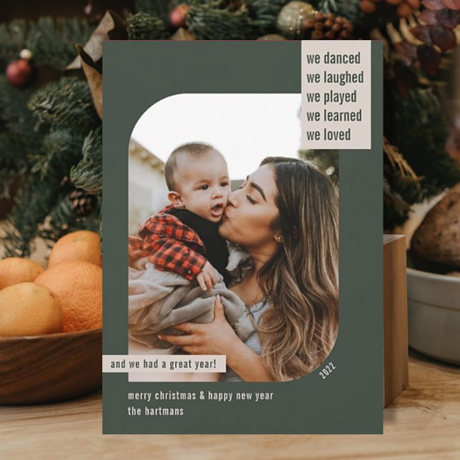 Modern Ram-årsgranskning 1 Grönt för fotojul Julkort (Skapare uppladdad)