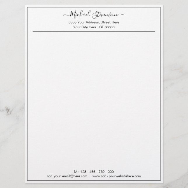 Modern Ram Ditt namn Adress Letterhead Brevhuvud (Framsida)