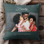 Modern Ram | Familjen är allt fotofoto Guld Kudde<br><div class="desc">Modern familjekvarné,  det här fotot av eleganten dekorativ kudde innehåller ditt favoritfoto i guld ram vid sidan av ditt eget namn och datum som är fastställt på mörk dammiga blått. Underbar gåva till helgdagarna,  Mors dag eller Valentineserna!</div>