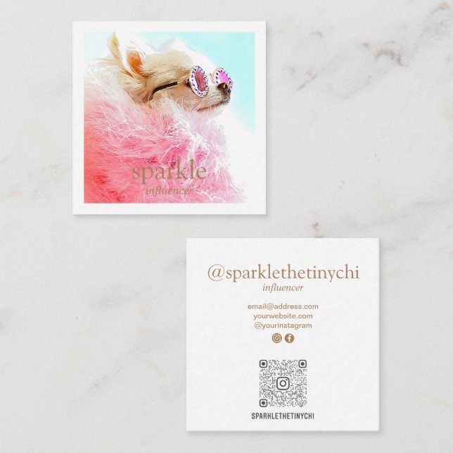 Modern Ram-fotoskannerbar QR-kod Fyrkantigt Visitkort (Fram/baksida)