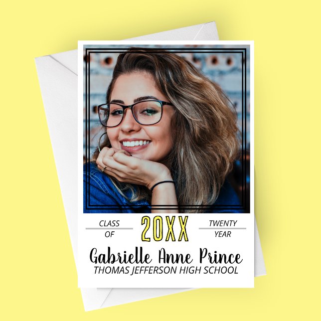 Modern ram invigd foto meddelande (Modern Double Framed Photo Graduation Announcement Card)