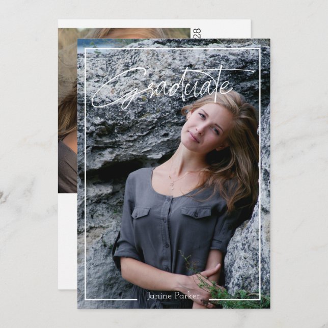 Modern Ram Lägg till ditt fotoutnocemen i Studente Meddelande (Fram/baksida)