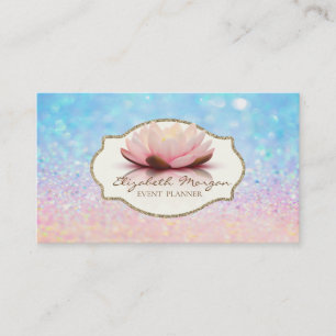 Modern Ram Lotusblomma Glitter Bokeh Ombre Visitkort