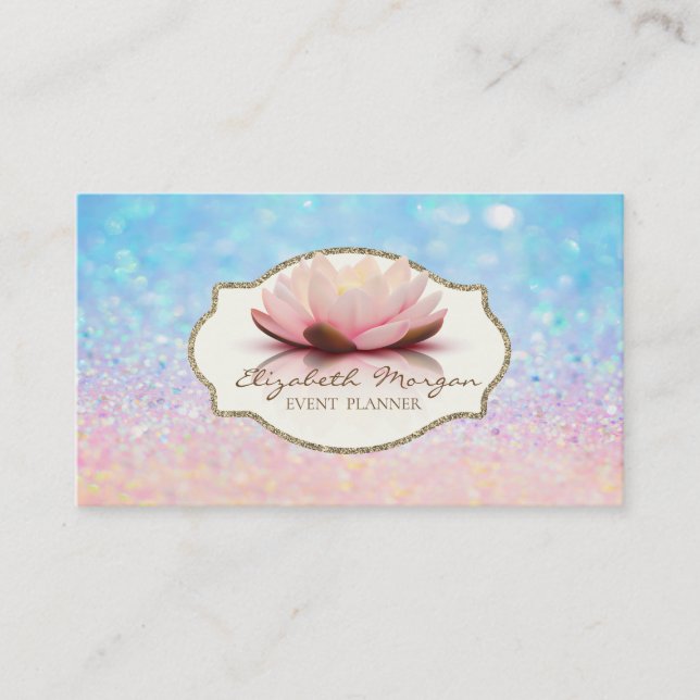 Modern Ram Lotusblomma Glitter Bokeh Ombre Visitkort (Framsida)