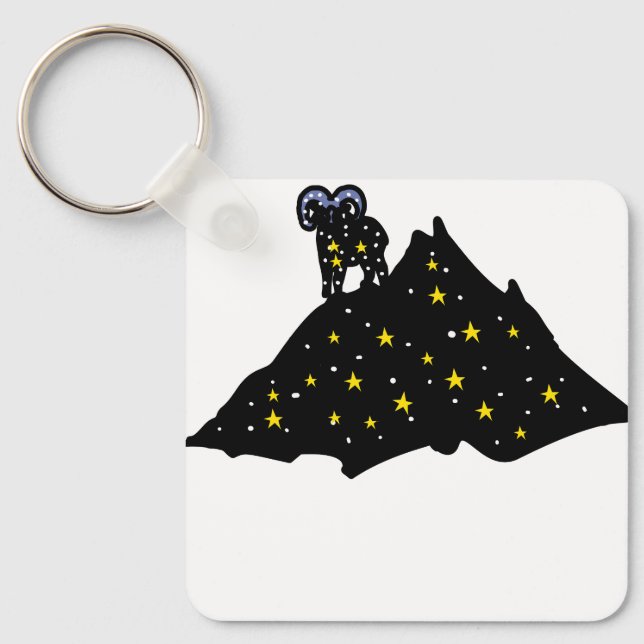 Modern Ram Zodiac Keychain – Sleek Aries  Nyckelring (Framsida)