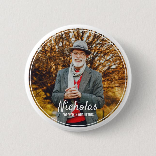 Modern Ramar - enkelt fotobegravningsminne Knapp (Framsida)