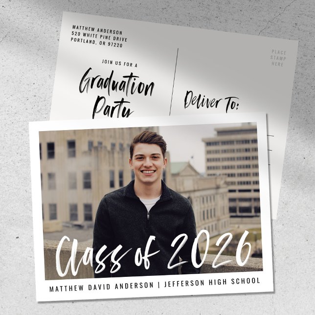 Modern rambrush skrift ramad fotogradueringsfest vykort (Skapare uppladdad)