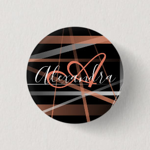 Modern Rand Abstrakt Mönster Coral Monogram Knapp