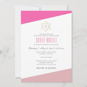 Modern Rand BAT MITZVAH Inbjudningar