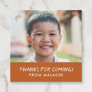 Modern Rand Birthday Photo Tack Orange Gåvor Etiketter