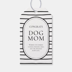 Modern Rand Black and White New Puppy Hund Mamma Presentetikett