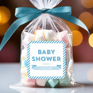 Modern Rand Blue Baby Shower Fyrkantigt Klistermärke