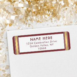 Modern Rand Burgundy Guld White Returadress Etikett